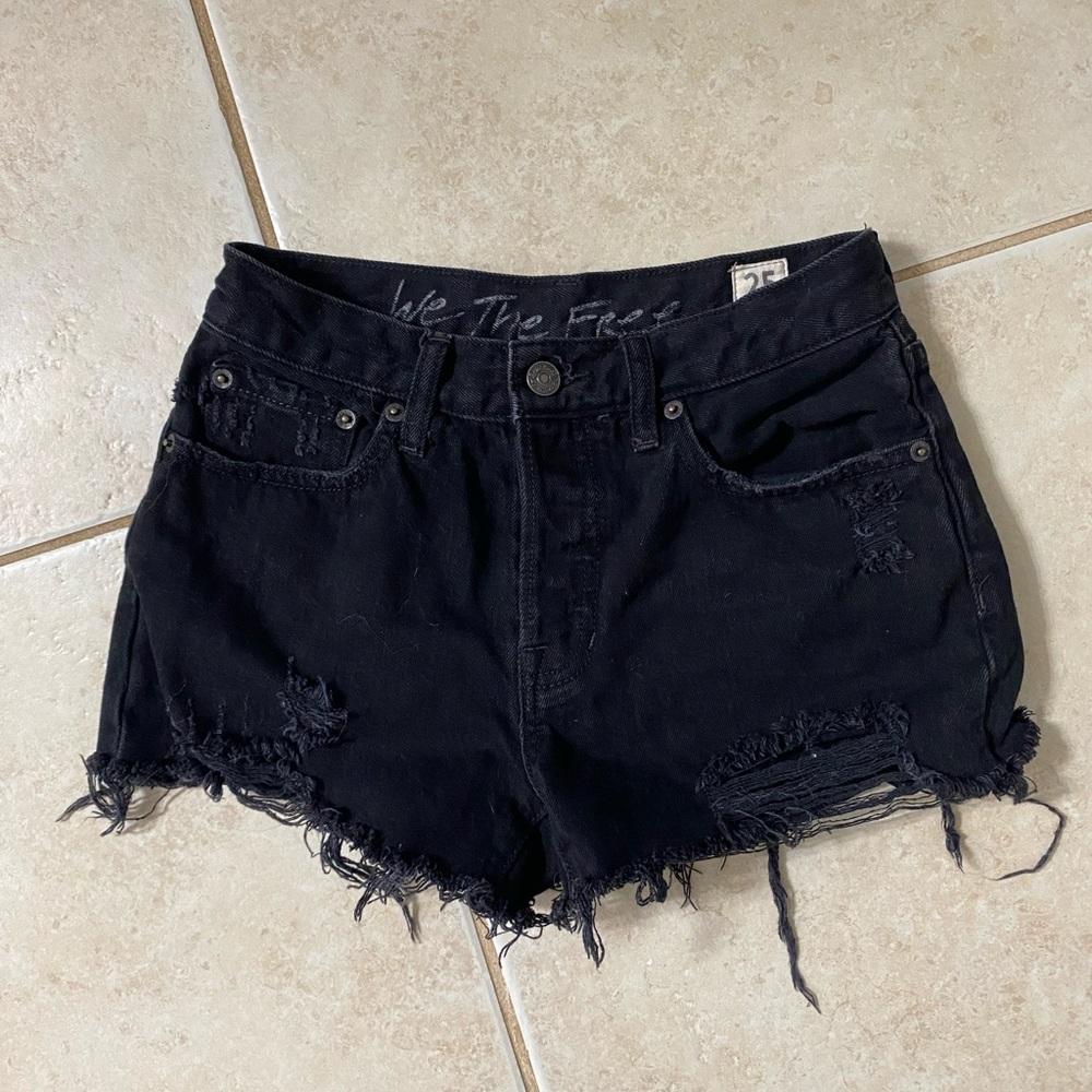 Free People black denim cutoff shorts
